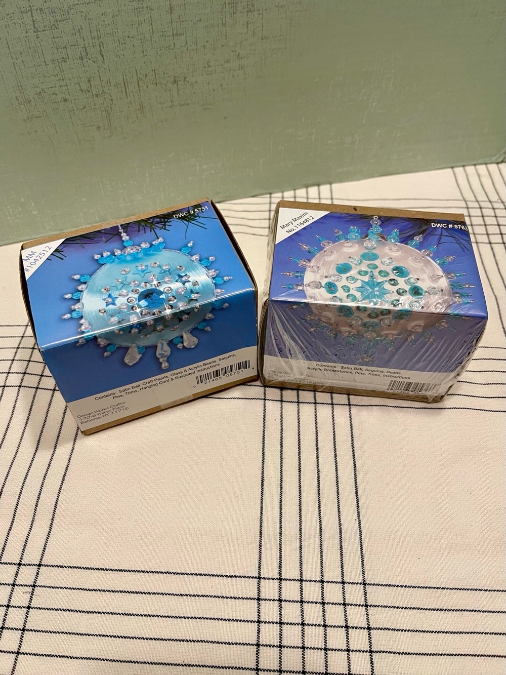 VINTAGE MARY MAXIM SATIN AND BEADED ORNAMENT KITS BUNDLE